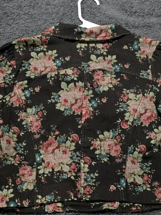 Free People Cropped Floral Blazer Jacket Size 6 Boho Romantic Cottagecore - Picture 13 of 14